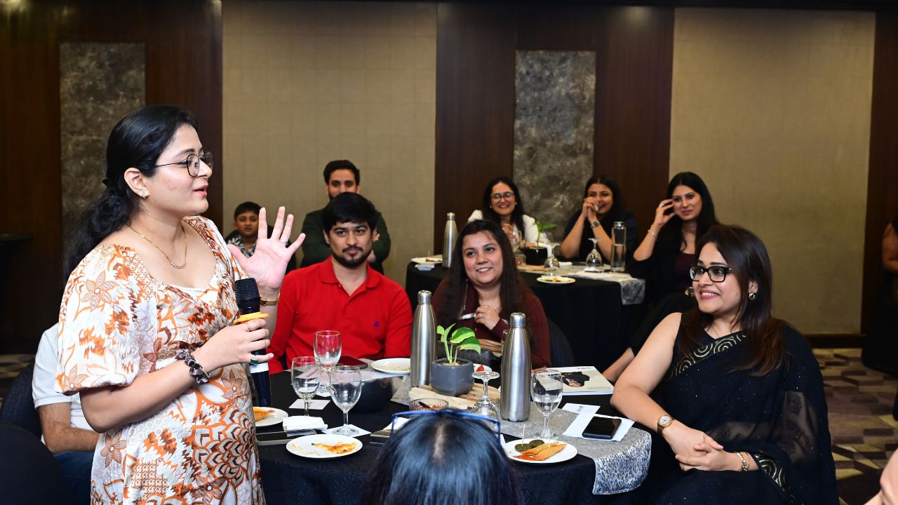 Alumnus sharing memories during the Alumni Connect session in Bengaluru